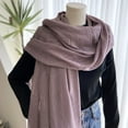 thumbnail image 2 of Riforla Women's Linen Scarf Long Voile Shawl for Travel Beach Sun Protection Korean Japanese Style Bohemian Pink, 2 of 3