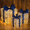 thumbnail image 2 of Bibana Set of 3 Christmas Lighted Gift Boxes, Plug-in Holiday Decor for Indoor & Outdoor, Yard, Wedding, and Home (Silver), 2 of 6