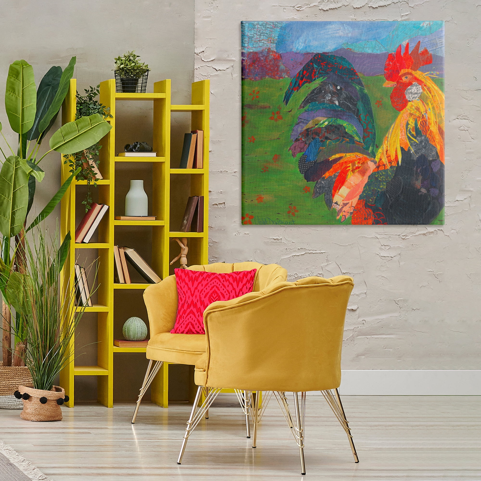 Stupell Industries Expressive Farm Rooster Animals Painting Wrapped Canvas Art Print Wall Art, 36 x 36