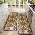 thumbnail image 4 of Kitchen Rugs Sets Of 2,Brown Geometric Triangle Diamond Pattern Anti Fatigue Kitchen Mat Rugs Non Slip Washable,Decorative Kitchen Floor Mats for Kitchen,Sink,Laundry,17"x47"+17"x47", 4 of 5