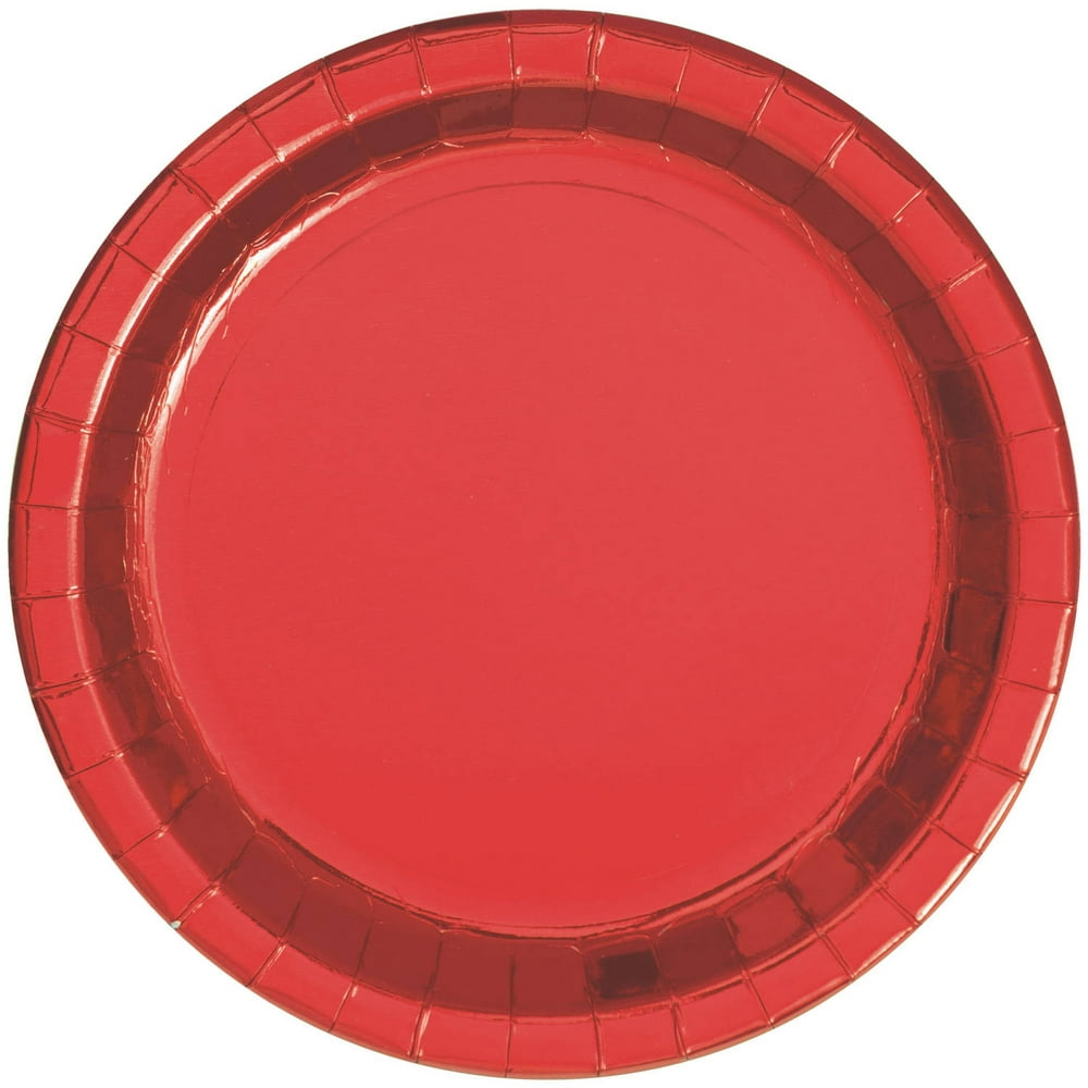 Paper Plates, 9 in, Red Foil, 8ct