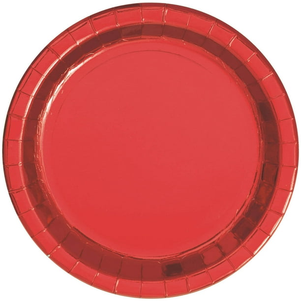 Paper Plates, 9 in, Red Foil, 8ct