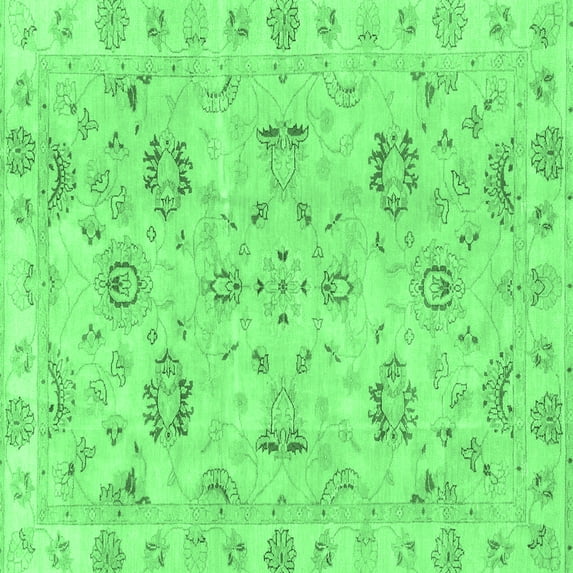 Ahgly Company Indoor Square Oriental Emerald Green Traditional Area Rugs, 7' Square