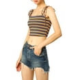 thumbnail image 5 of INSPIRE CHIC Women's Striped Tie Spaghetti Straps Summer Cami Tube Tops M Multicolor Black, 5 of 9