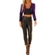 thumbnail image 2 of Chaqueta corta sin cuello con lentejuelas de manga larga casual para mujer INSPIRE CHIC L Púrpura, 2 of 6