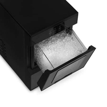 NewAir - 44lb. Nugget Countertop Ice Maker with Self-Cleaning Function - Black Stainless Steel