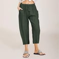 thumbnail image 3 of Capri Pants for Women Spring Summer Elastic High Waist Lightweight Loose Straight Leg Cropped Pants Capris with Pockets, 3 of 7