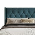 thumbnail image 4 of Home Design Andrea Queen Upholstered Storage Panel Bed Frame, Button Tufted Linen Wingback Headboard, Denim Blue – Modern Adult Bedroom Furniture, 4 of 6