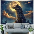 thumbnail image 4 of Orinice Wolf Moon Fantasy Art Tapestry Wall Hanging Unique Style Graphic Tapestries Home Decor for Living Room Bedroom 60x50inch, 4 of 6