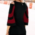 thumbnail image 4 of Meichang Womens Tops Dressy Casual Color Block Long Bell Sleeve Shirts Cold Shoulder Trendy Crewneck Blouses Pullover Slim Fit Tunic, 4 of 5