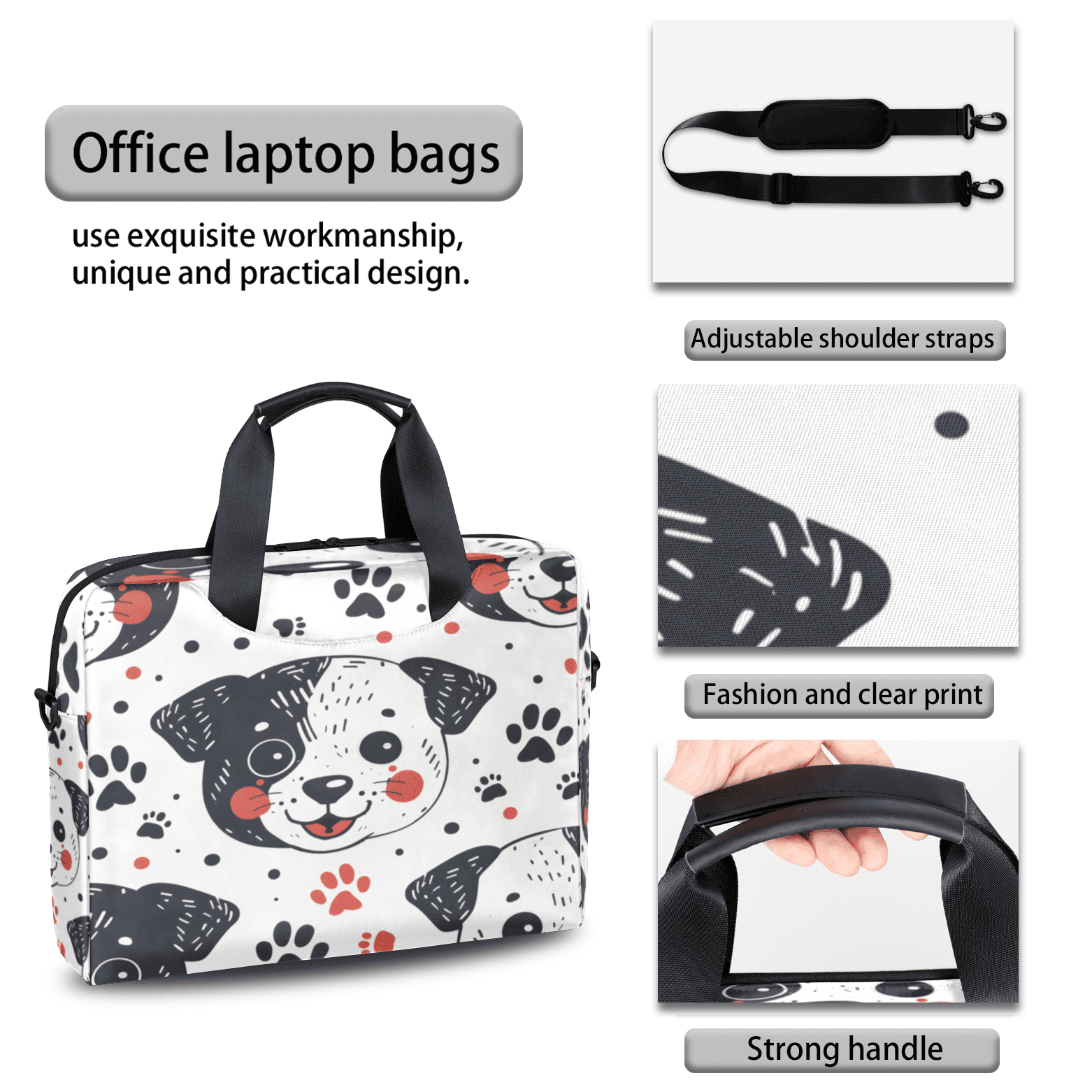 Herdesigns Funny Dog Laptop Bag for Women Men, Computer Case Briefcase Messenger Bags, 15-15.6 inch Laptop Sleeve Shoulder Bag