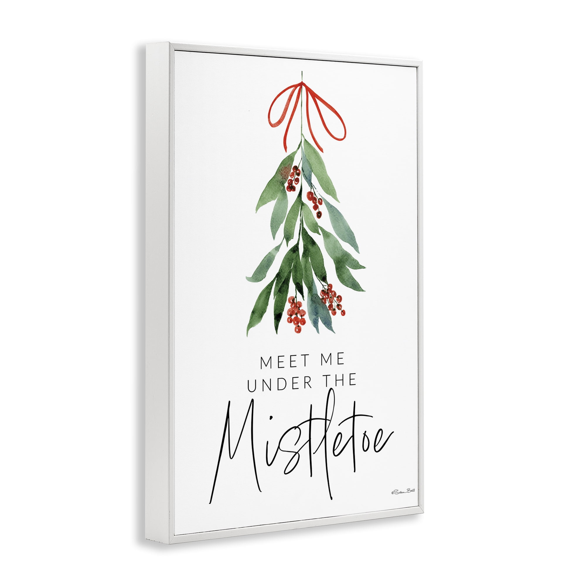 Stupell Industries Meet Me Under Mistletoe Holiday Painting White Framed Art Print Wall Art, 16 x 24