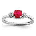 thumbnail image 4 of 925 Sterling Silver Rhodium Plated Diamond and Ruby Ring Size 8, 4 of 6