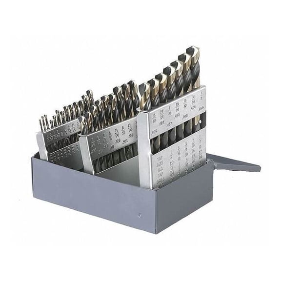 29PC 135 Degree Heavy-Duty Jobber Length Drill Set  1878 Black & Gold HSS 1/16-1/2x1/64