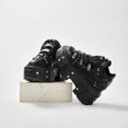 2024 New Punk Style Women Black Rock Metal Decor Laceup Heel Height