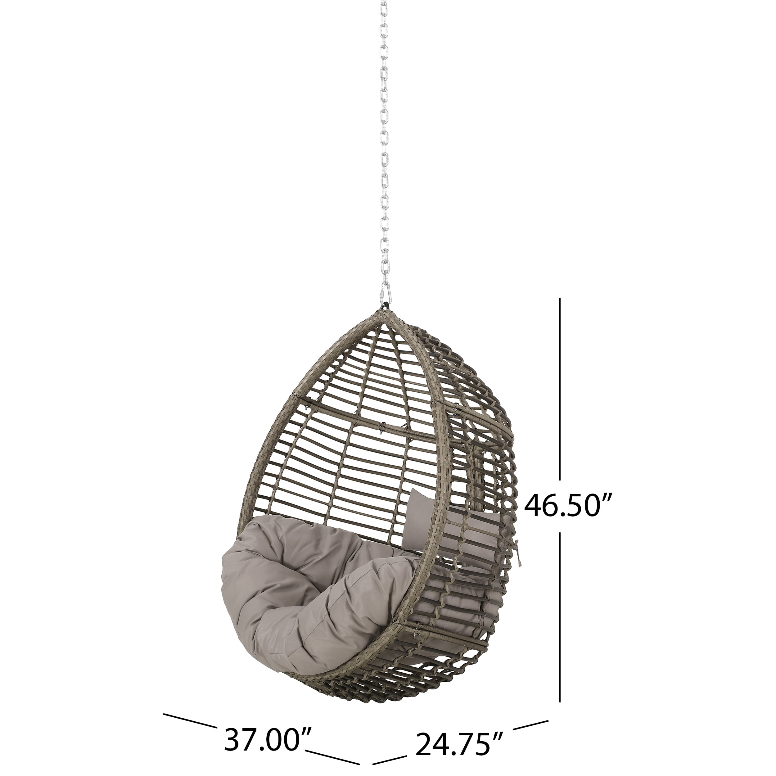 Noble House Morris Wicker Hanging Chair NO STAND in Multi Brown