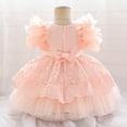 thumbnail image 5 of Tiijoy Newborn Girls Ruffle Flutter Sleeve Lace Dress Wedding Pageant Party Formal Gown, Sizes 0-6M, 5 of 6