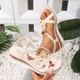 thumbnail image 4 of Bohemian Wedge Sandals for Women Summer Dressy Ankle Elastic Wide Width Platform Sandals Lightweight Comfortable Open Toe Slip On Ankle Strap Beach Shoes Beige C 9.5, 4 of 7
