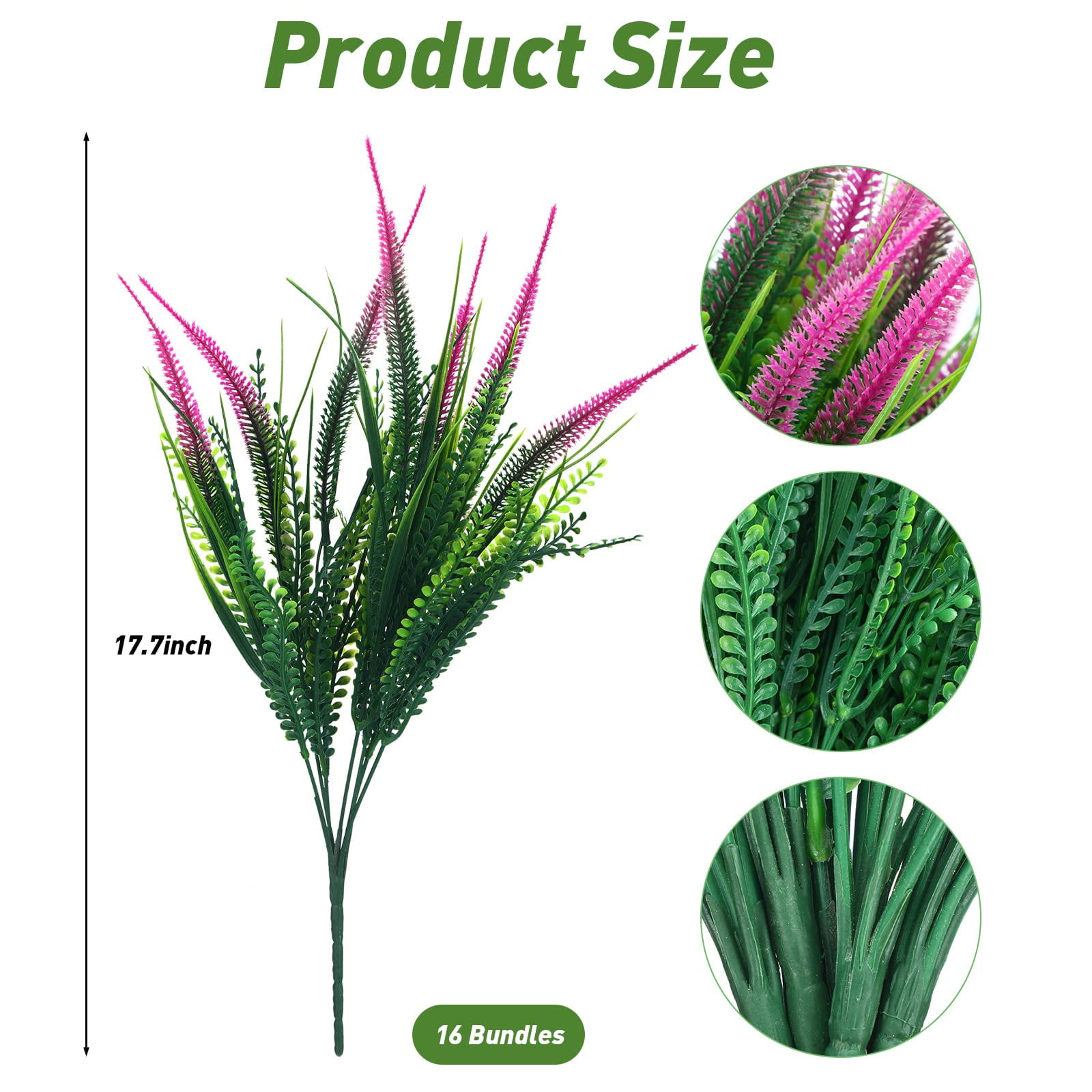 8 Pcs Artificial Plants for Outdoors UV Resistant Plastic Faux Shrubs Greenery Bushes Fake Setaria Flowers for Home Garden Table Centerpiece Indoor Outside Decor (Fuchsia)