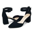 thumbnail image 4 of Pointed Toe 2.5 inch Low Block Chunky Heels for Women Closed Toe Pumps with Ankle Strap Dress Comfortable Shoes for Daily Work Office Homecoming, 4 of 5