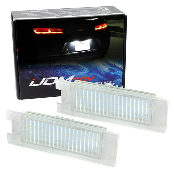 OEM-Fit 3W Full LED License Plate Light Kit For 2014-up Chevy Camaro, 2013-15 Chevy Malibu, 2011-up Chevy Volt, 2016-up Chevy Cruze, 18-SMD Xenon White LED & Can-bus Error Free