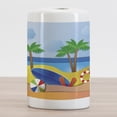thumbnail image 2 of Graphic Beach Ceramic Toothbrush Holder, Paper Cut Art Style Sea View at Summer Surf Board Ball Flip Flops Umbrella, Decorative Versatile Countertop for Bathroom, 4.5" X 2.7", Multicolor, 2 of 4
