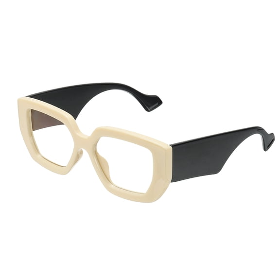 Uxcell Thick Frame Blue Light Glasses Chunky Square for Women, Black2(Clear Lens)