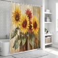 thumbnail image 5 of Spring Sunflowers Shower Curtain Set - Standard 72" x 72" Washable Bathtub Curtain with 12 Hooks, Abstract Oil Painting Floral Leaf Plant Waterproof Fabric Stall Shower Curtains for Bathroom Décor, 5 of 6