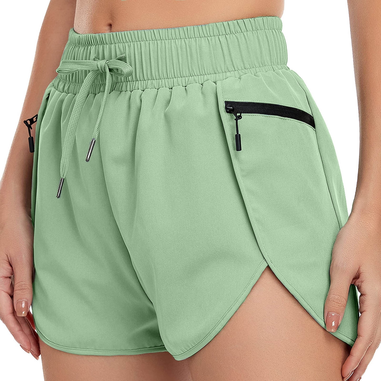 Dqueduo Womens Shorts Summer Plus Size Running Lined Athletic Sports