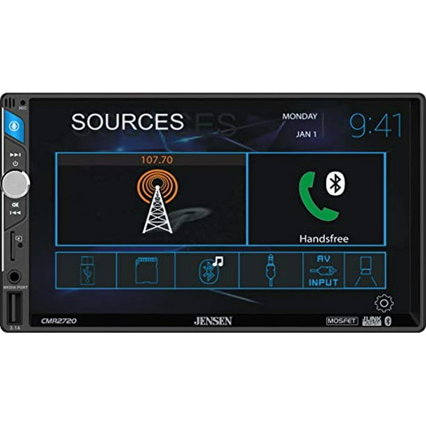 Jensen 7 Digital Media Receiver With Built In Bluetooth L 2 0 Din L Push To Talk Voice Activation L 200 Watts 50 Watts X 4 L J Link Smart Remote App Walmart Com Walmart Com