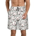 thumbnail image 2 of Uemuo Cute Baseball Pattern Men's Swim Trunks Hawaiian Beach Bathing Suit Swimsuits Beach Quick-Dry Shorts with Pockets-Large, 2 of 9