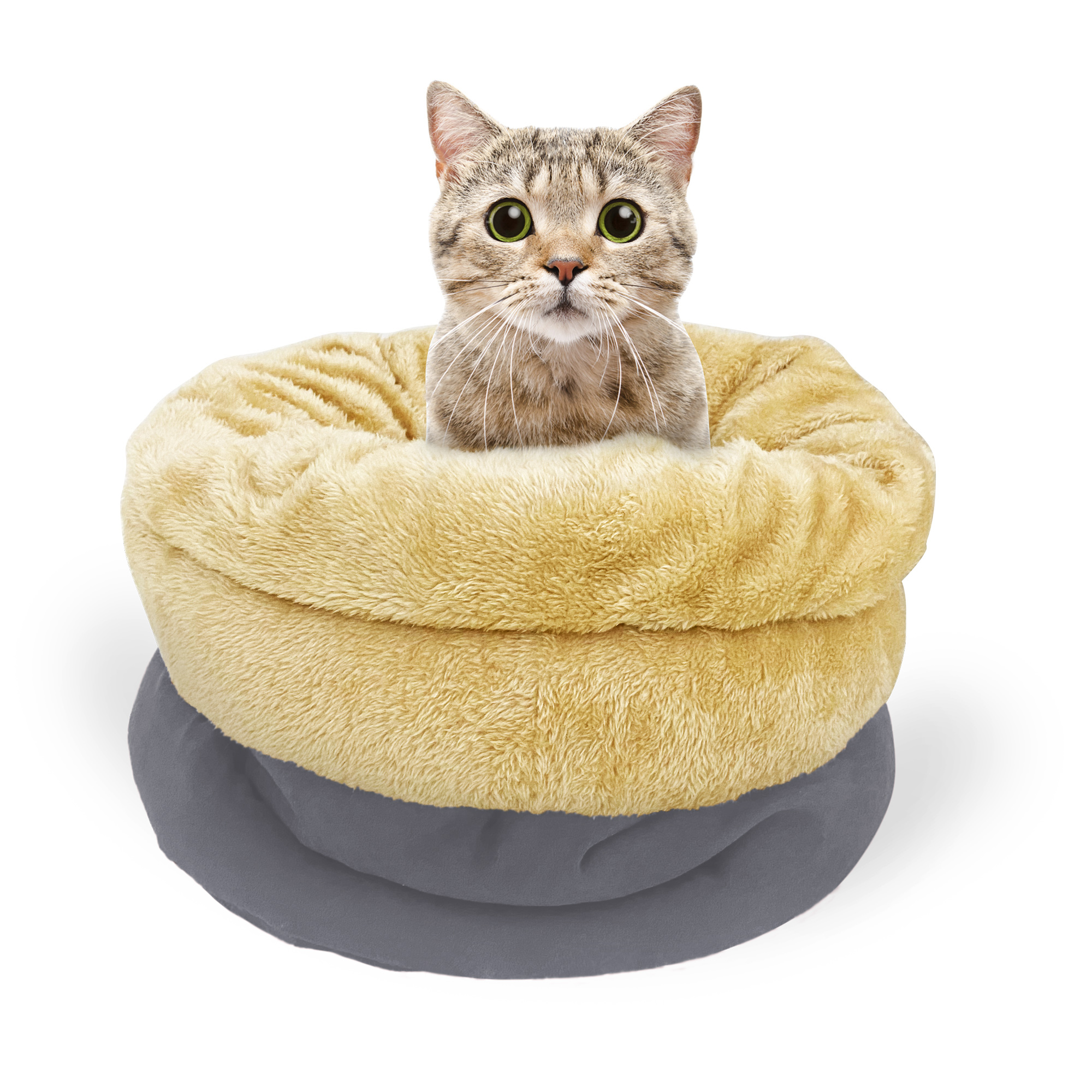 GOOPAWS 4 in 1 Self Warming Burrow Cat Bed, Pet Hideway Sleeping Cuddle Cave