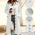 thumbnail image 2 of Dasayo Long Womens Coat Trench White Wool Hooded Buttons Plus Size Overcoat Jacket for Women XXL, 2 of 9