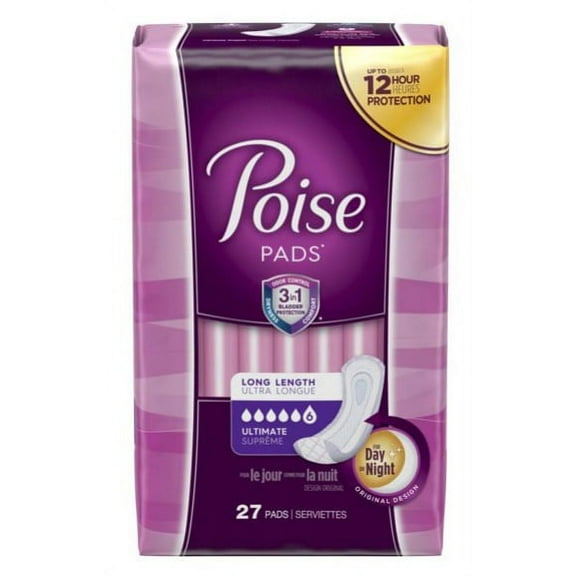 Poise Bladder Control Pad 15.9 Inch Length Heavy Absorbency Absorb-Loc One Size Fits Most Female Disposable, 33593 - Case of 108