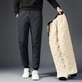 thumbnail image 2 of Men's Trousers Winter Velvet Thickening Loose Fleece Pants With Zip Pocket Large Size Windproof Warm Jogging Pants, 2 of 10