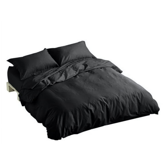 Twin Duvet Cover 2 Piece Set (1 Duvet Cover + 1 Pillow Sham), 700 TC Luxurious 100% Cotton - Comforter Cover with Zipper Closure and Corner Ties - (Solid Black) - By The Great American Store