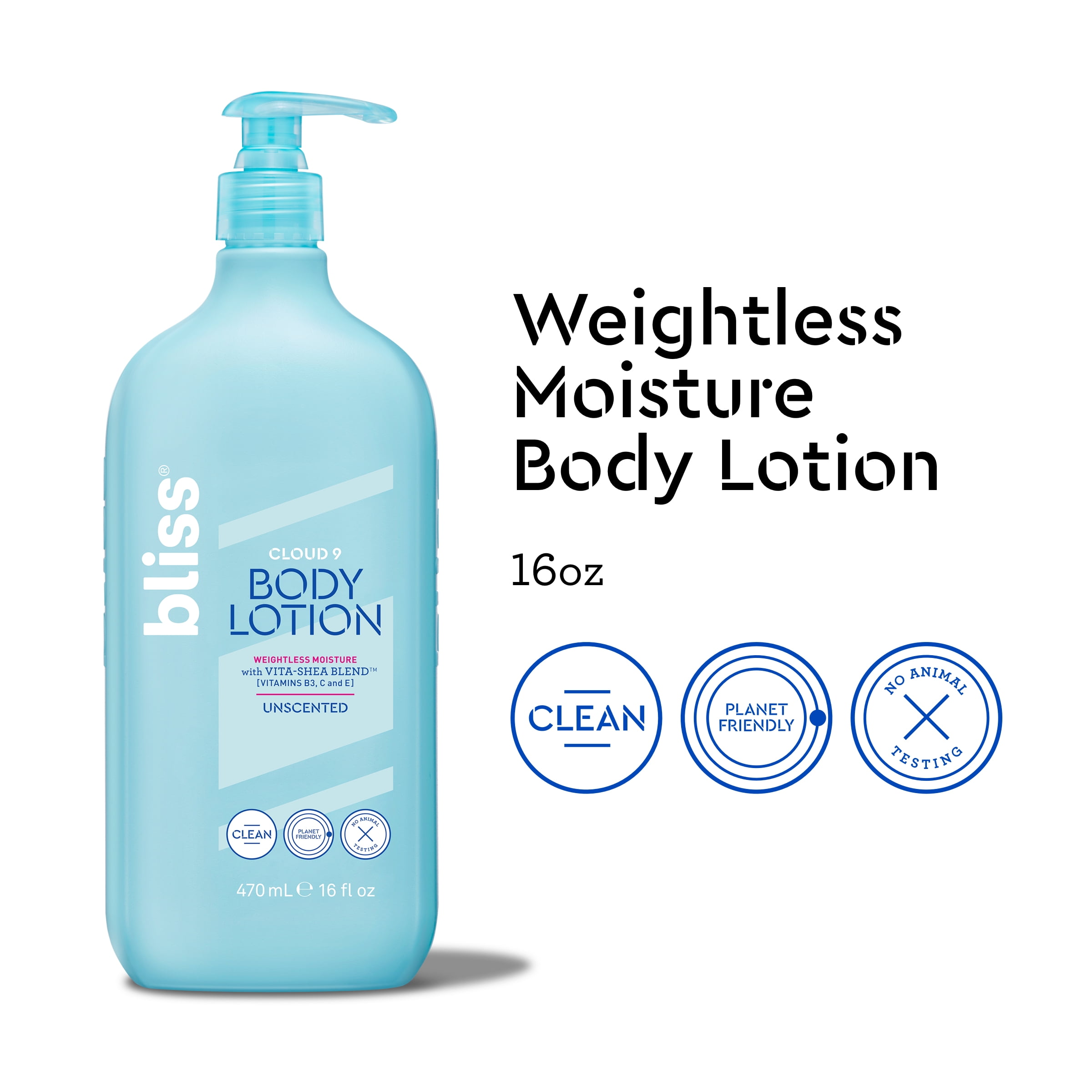 Bliss Cloud 9 Body Lotion Weightless Moisture, Unscented, 16oz