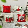 thumbnail image 5 of Christmas Throw Pillow Covers 20X20 Set of 4 Decorations Ornaments Holiday Outdoor Indoor Vintage Navidad Red Decor for Home Couch Bed Sofa,Reindeer Marry Tree Joy, 5 of 5