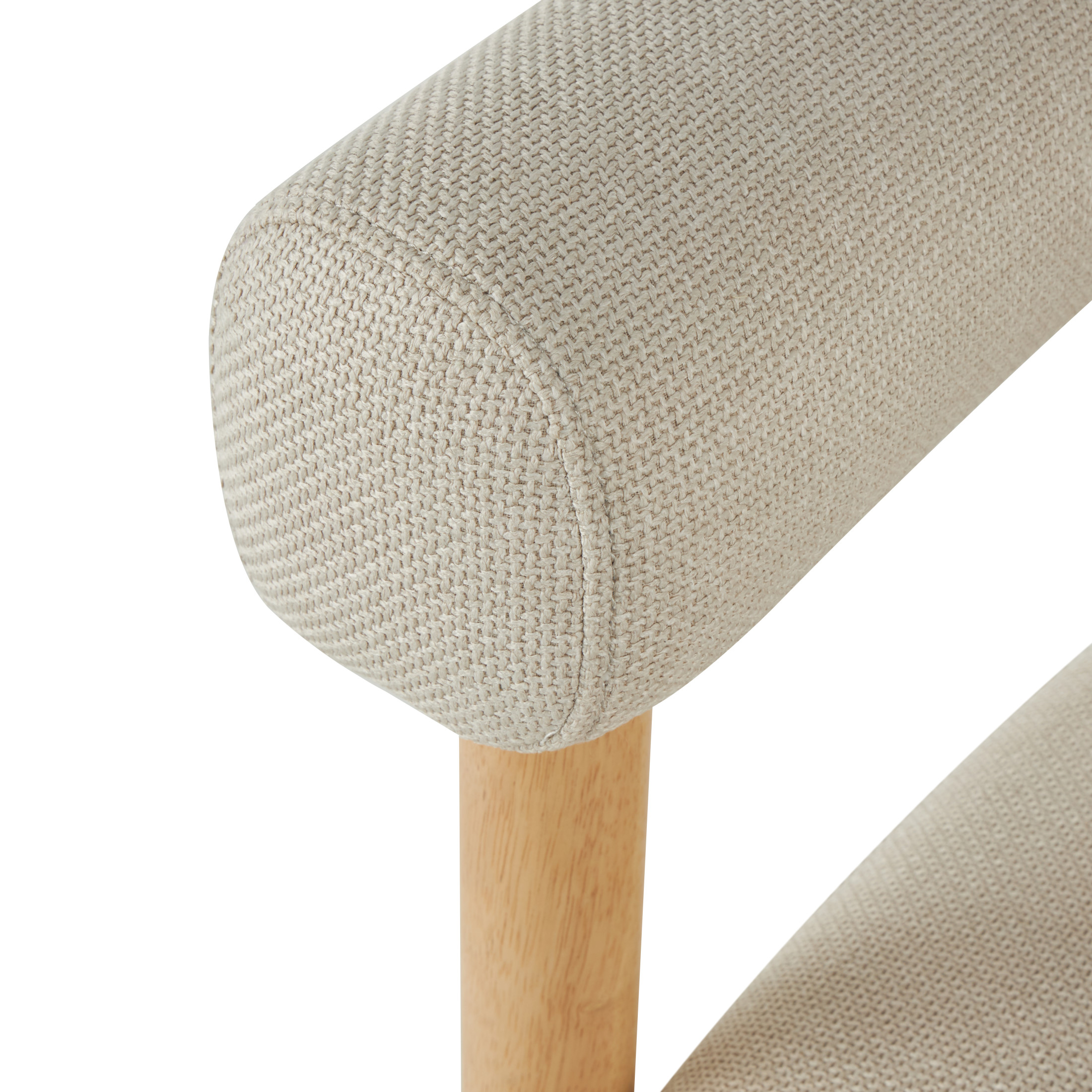 DecMode Polyester Curved Back Mid Century Modern Round Boucle Lounge Chair with Light Brown Wood Frame, Beige