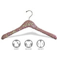 thumbnail image 2 of International Hanger Curved Pink Sequined Solid Wood Top Hanger, 360-Degree Swivel Hook, Decorative Sequin Covered Wooden Hanger for Shirts, Jackets, Dresses, Bridal - 3 Pack, 2 of 3
