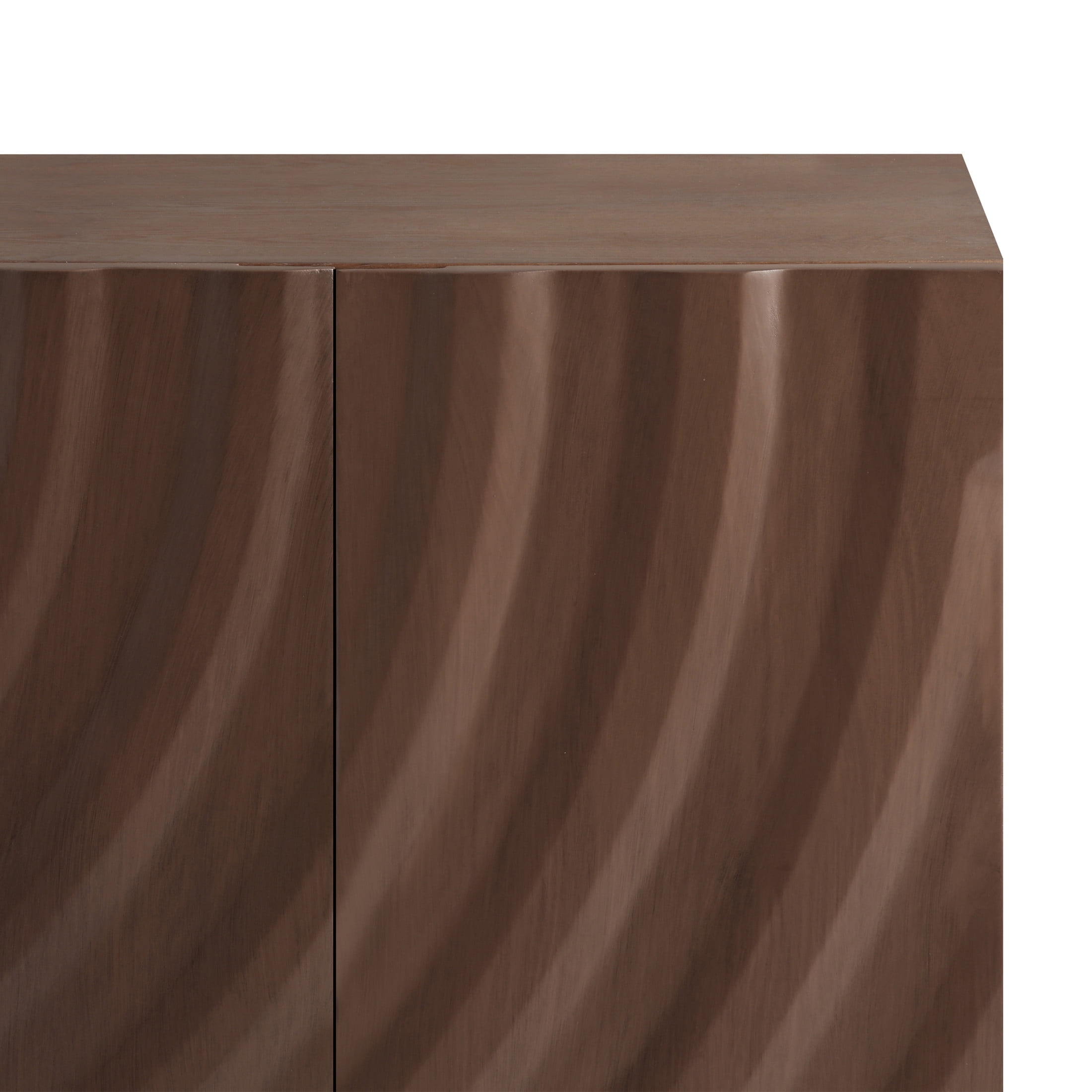 Christopher Knight Home Modern Sculptural 60" Sideboard, Ripple Doors, Adjustable Shelves, Metal Legs, Brown