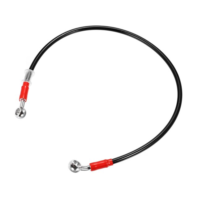 65 cm 25.59 "Longitud 10 mm ID Motocicleta Línea de freno hidráulico Tubo de manguera de aceite 28 ° 0 ° Cable trenzado de acero inoxidable para ATV Motocross Sport Bikes Negro