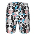 thumbnail image 4 of Kdxio Panda Cute Hearts Pattern Mens Casual Shorts - Drawstring Summer Beach Sports Shorts for Men, 4 of 9