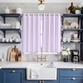 thumbnail image 2 of Purple White Stripe Kitchen Curtains 84 Inch Length, Modern Minimalist Geometric Striped Grommet Top Bedroom Living Room Curtains, Light Filtering Cafe Curtain Drapes 2 Panels Set 104''x84'', 2 of 9
