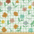 thumbnail image 2 of Ambesonne Bohemian Fabric by the Yard Upholstery, Ethnic Various Flowers Art, 2 Yards, Persian Orange Pale Teal, 2 of 5