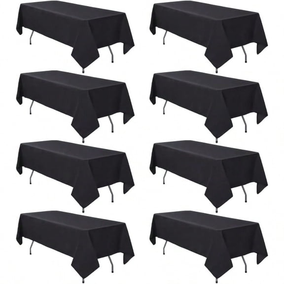 8 Pack Black Tablecloth 60 x 102 Inch Polyester Table Cloth for 6 Foot Rectangle Tables, Wrinkle Resistant Washable Drative Fabric Table Covers for Wedding Party Banquet Buffet and Camping