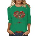 thumbnail image 2 of Plus Size Tops for Women Viikei Long Sleeve Womens Tops,2025 New Year Women's Casual Printed Round Neck Three Quarter Sleeve 3/4 Sleeve T-shirt Top Green XL, 2 of 4
