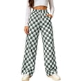 thumbnail image 3 of Tqcoqu Women's Checkered Print High Waist Wide Leg Pants,Drawstring Loose Casual Y2K Gingham Trousers with Side Pockets, 3 of 9