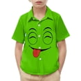 thumbnail image 1 of Chemise à Manches Courtes pour Enfants avec Poche et Imprimé, Haut Décontracté à Col Rond pour Garçons et Filles, Âges 2-15 Ans en Vert Armée, 1 of 8