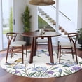 thumbnail image 4 of Spring Flowers Round Rug 6ft Washable Circle Kitchen Rugs Non Slip Vintage Blue Floral Leaves Birds Rustic Plants Large Area Rug Indoor Floor Carpet for Bedroom Living Room Home Office Dining Room, 4 of 8